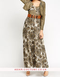 Floral Contrast Metallic Bolero Dress - Asian Party Wear