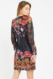 Black Floral Mesh Shift Dress - Asian Party Wear