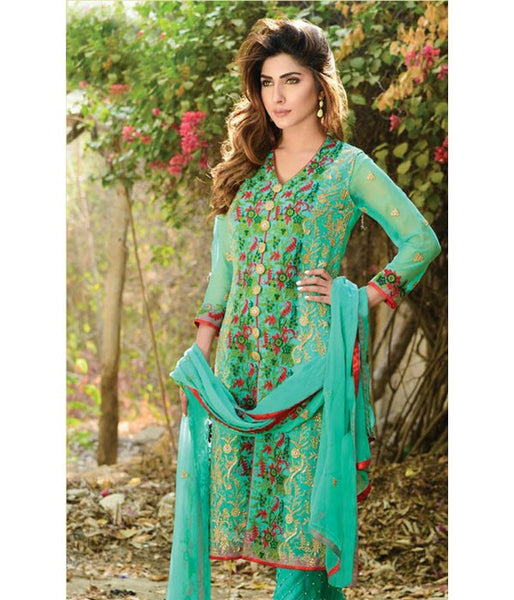 FMN-2079 GREEN FEMEENA FOR GEORGETTE SALWAR SUIT - Asian Party Wear