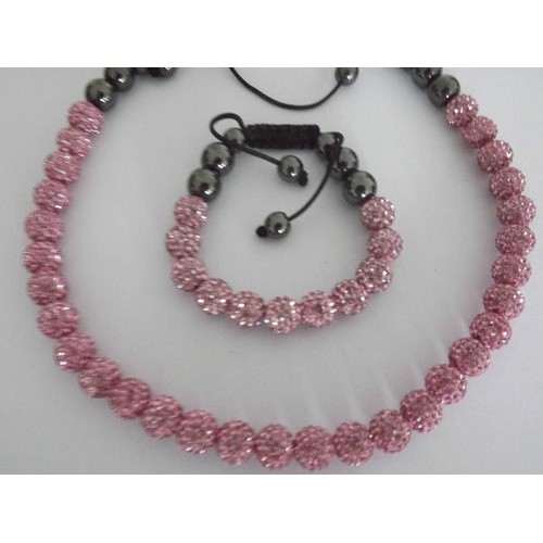 FULL CRYSTAL PINK NECKLACE - Asian Party Wear