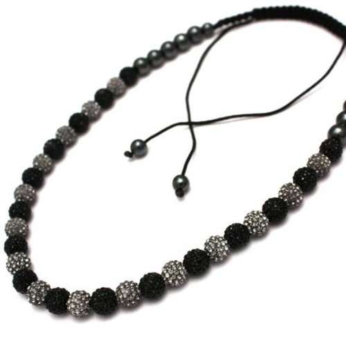 FULL GREY AND BLACK CRYSTAL NECKLACE - Asian Party Wear