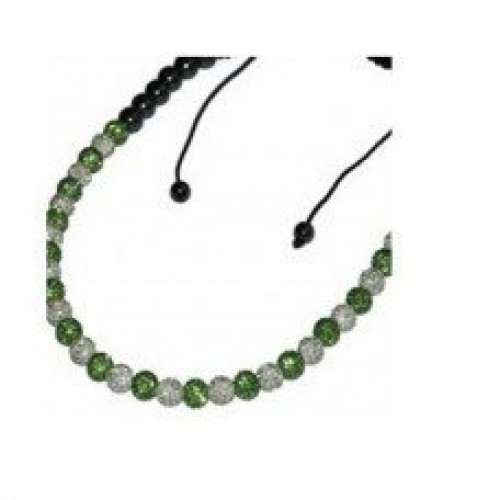 Full New Green And White/Silver Real Crystal Necklace - Asian Party Wear