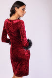 Fired Brick Red Velveteen Designer Dress - Asian Party Wear