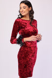 Fired Brick Red Velveteen Designer Dress - Asian Party Wear