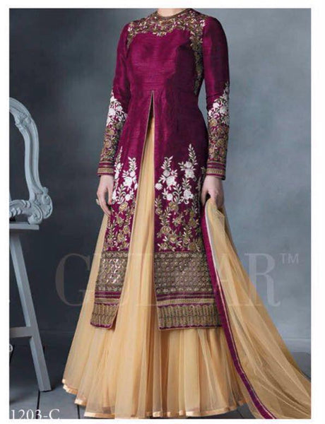 G1203 PURPLE HIRA GULZAR ANARKALI SUIT - Asian Party Wear