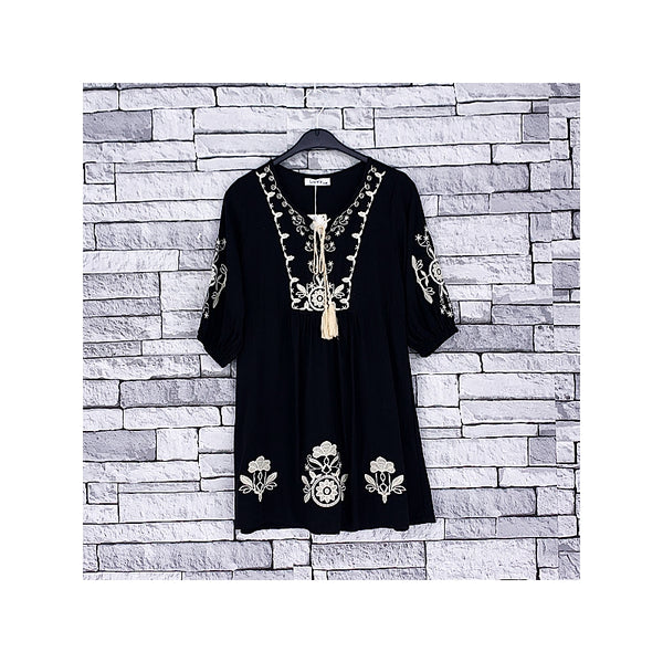 GIRLS BLACK & GOLD KAFTAN DRESS (4-14 YEARS) - Asian Party Wear