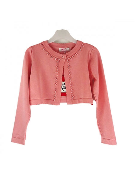 GIRLS KIDS PEACH DIAMANTE BOLERO - Asian Party Wear