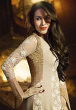 6201 CREAM GLOSSY MALAIKA ARORA KHAN WEDDING WEAR GEORGETTE SUIT - Asian Party Wear