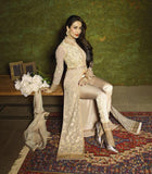 6204 SUNLIGHT BEIGE GLOSSY MALAIKA ARORA KHAN WEDDING WEAR GEORGETTE SUIT - Asian Party Wear