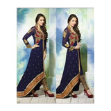 GL3801 Blue GLOSSY MALAIKA ARORA ANARKALI DRESS - Asian Party Wear