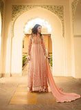 7106 PEACH GLOSSY DESIGNER GEORGETTE LEHENGA - Asian Party Wear