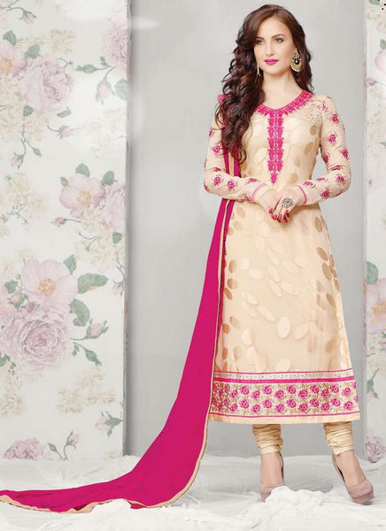 Gold with Red Statuesque Party Wear Brasso Churidar Shalwar Suit - Asian Party Wear