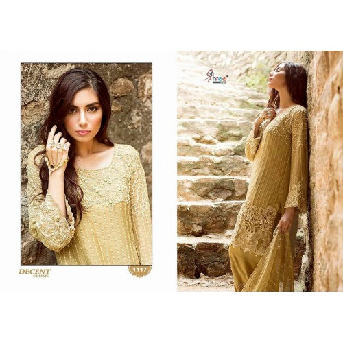 DECENT GOLD COLOUR PAKISTANI STYLE SALWAR KAMEEZ SUIT - Asian Party Wear