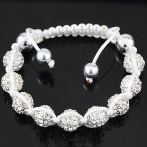 GORGEOUS WHITE SILVER CRYSTAL BALL BRACELET - Asian Party Wear