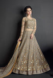 MEHNDI GREEN HEAVY EMBROIDERED INDIAN WEDDING GOWN - Asian Party Wear