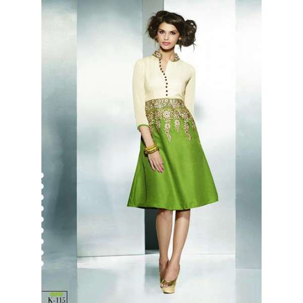 Green ETHEREAL PASHMINA Winter Wear Indian Design Kurti - Asian Party Wear