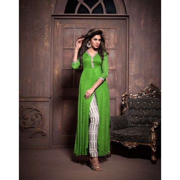 Green Flash Maskeen Anaya senora Embroidered Designer Dress - Asian Party Wear