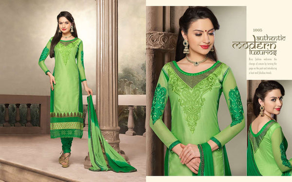 Green Flash NITA PARTY WEAR LONG STRAIGHT SALWAR KAMEEZ - Asian Party Wear