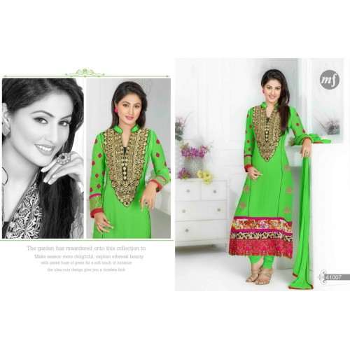 Green HEENARI PARTY WEAR GEORGETTE SHALWAR SUIT - Asian Party Wear