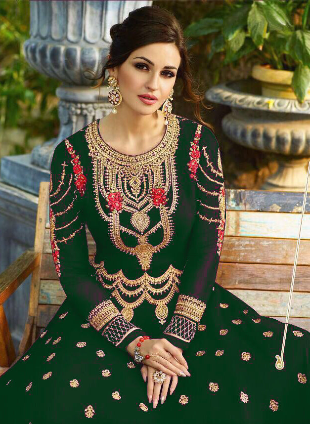 Georgette new designer latest party wear green color long gown, Round Neck  at Rs 899 in Surat