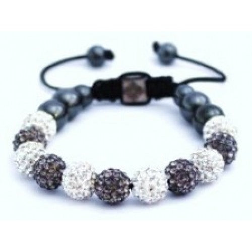 GREY AND SILVER WHITE UNISEX CRYSTAL BALL BRACELET - Asian Party Wear