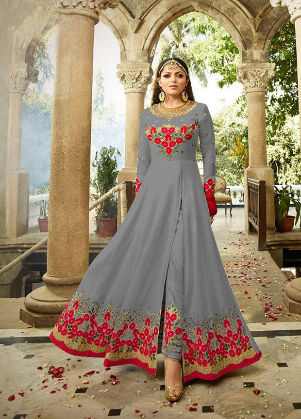 2301-B GREY NITYA SLIT STYLE LONG ANARKALI DRESS