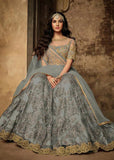 Grey Indian Designer Bridal Anarkali Dress - Asian Party Wear