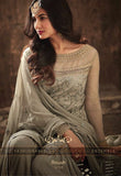 GREY ASIAN WEDDING GHARARA SUIT SEMI STITCHED ( DELIVERY IN 2 WEEKS ) - Asian Party Wear