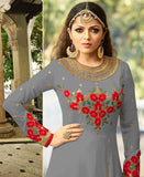 2301-B GREY NITYA SLIT STYLE LONG ANARKALI DRESS - Asian Party Wear