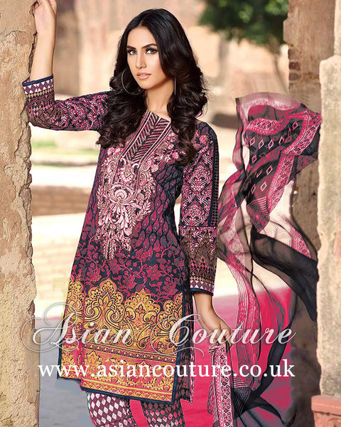 Stunning Ga Designer Maroon Lawn La Chiffon Ready Made Suit - Asian Party Wear