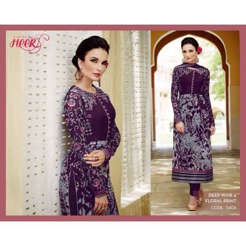 H5406 Purple HEER KIMORA WEDDING WEAR - Asian Party Wear