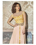 5130 BEIGE AND YELLOW HEROINE PRIYANKA CHOPRA A-LINE SUIT WITH SKIRT - Asian Party Wear