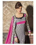 5127 SLEET GREY AND PINK HEROINE PRIYANKA CHOPRA GEORGETTE STRAIGHT CUT SUIT - Asian Party Wear