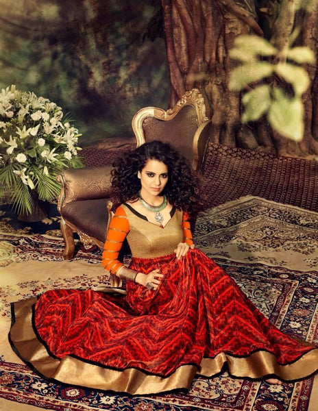 Orange Black Anarkali Gown By Catwalk Designer Archana Kochhar - Asian Party Wear