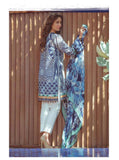 ZFM14 WHITE AND BLUE KAREENA KAPOOR STYLISH SPRING SUMMER LAWN SUIT - Asian Party Wear