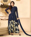 88009 NAVY BLUE LT NITYA PARTY WEAR ANARKALI SUIT - Asian Party Wear