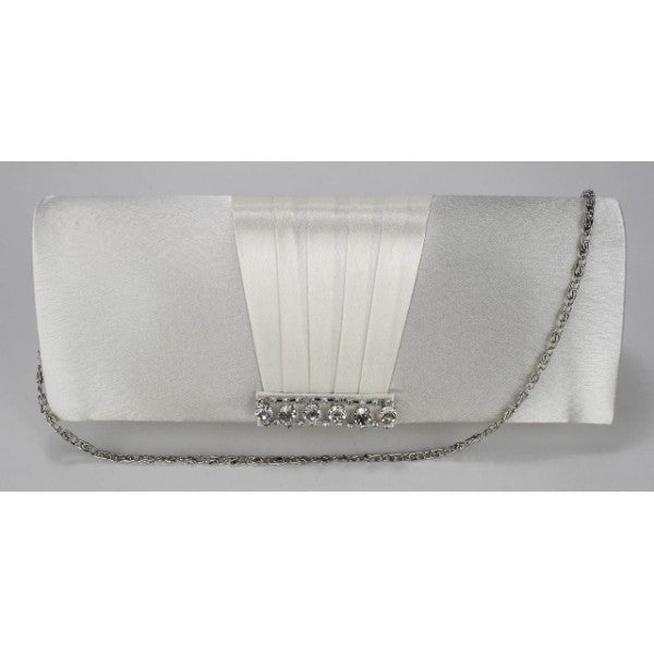 Ivory Crystal Satin Clutch/Evening Bag - Asian Party Wear