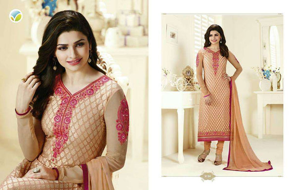 K3124 PEACH KASEESH PRACHI MAGICAL BRASSO SUIT - Asian Party Wear