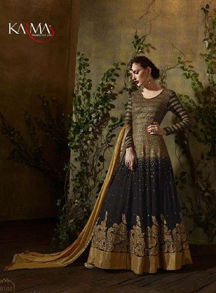 8102 BLACK KARMA TRENDS ANARKALI DRESS - Asian Party Wear