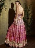 8103 PINK AND BROWN KARMA TRENDS ANARKALI DRESS - Asian Party Wear