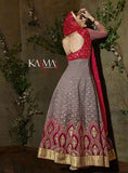 8106 RED AND GREY KARMA TRENDS ANARKALI DRESS - Asian Party Wear