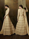 8107 CREAM KARMA TRENDS ANARKALI DRESS - Asian Party Wear