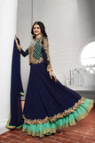 K3931 NAVY BLUE KASEESH PRACHI DESIGNER ANARKALI SUIT - Asian Party Wear