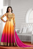 K3932 ORANGE AND PINK KASEESH DESIGNER ANARKALI SUIT - Asian Party Wear