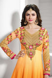 K3932 ORANGE AND PINK KASEESH DESIGNER ANARKALI SUIT - Asian Party Wear