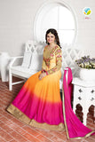 K3932 ORANGE AND PINK KASEESH DESIGNER ANARKALI SUIT - Asian Party Wear