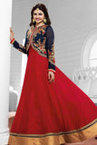 K3934 RED AND BLUE PARTY ANARKALI SUIT - Asian Party Wear