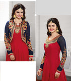 K3934 RED AND BLUE PARTY ANARKALI SUIT - Asian Party Wear