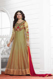 K3935 MENDHI GREEN EID PARTY ANARKALI SUIT - Asian Party Wear