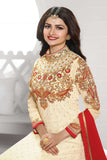 K3936 CREAM AND RED KASEESH PRACHI-19 DESIGNER ANARKALI SUIT - Asian Party Wear